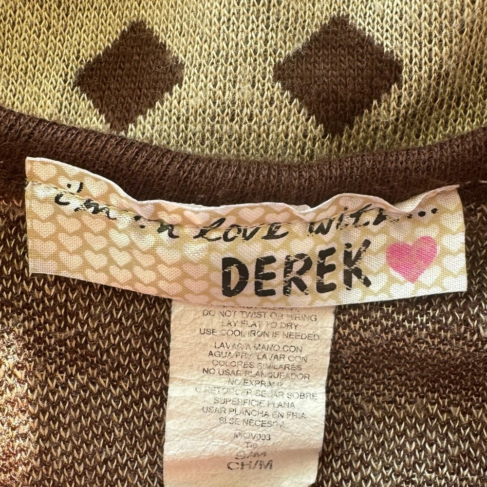 IM IN LOVE WITH DEREK Vest Southwestern Aztec Brown Tan Open Front S M - Picture 4 of 6